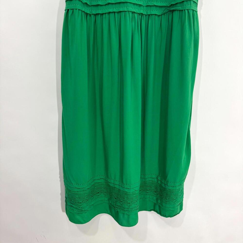 Max Studio Women’s Size XS Green Lightweight Pleated Crochet Detail Mini Dress - Picture 6 of 12